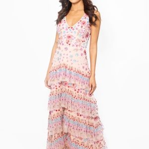 Maya Multi Embellished Tiered Ruffle Detail Maxi Dress